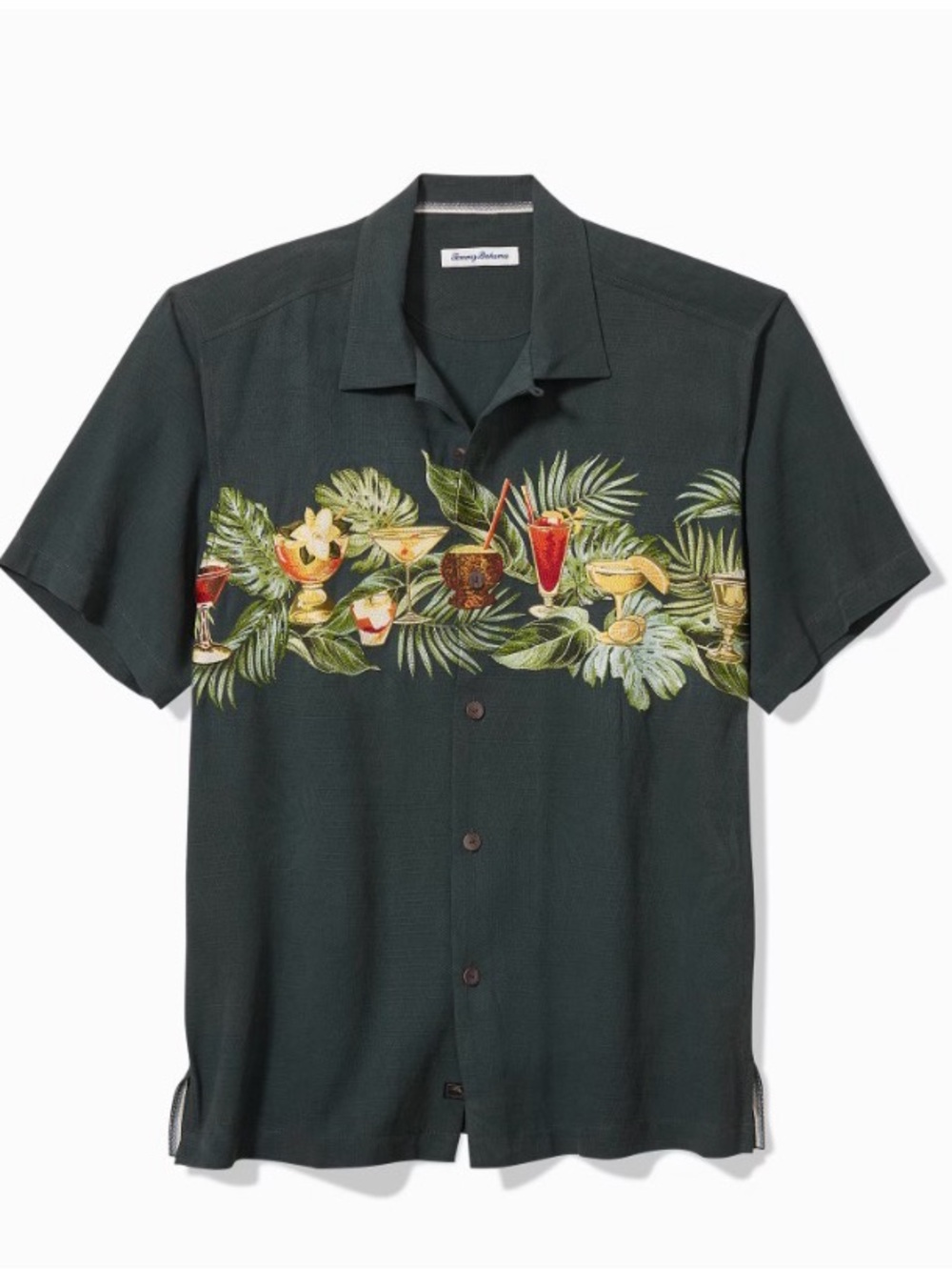 Tommy Bahama 100% Silk Embroidered Tropical Leaf Cocktail Camp Shirt Medium  NWT